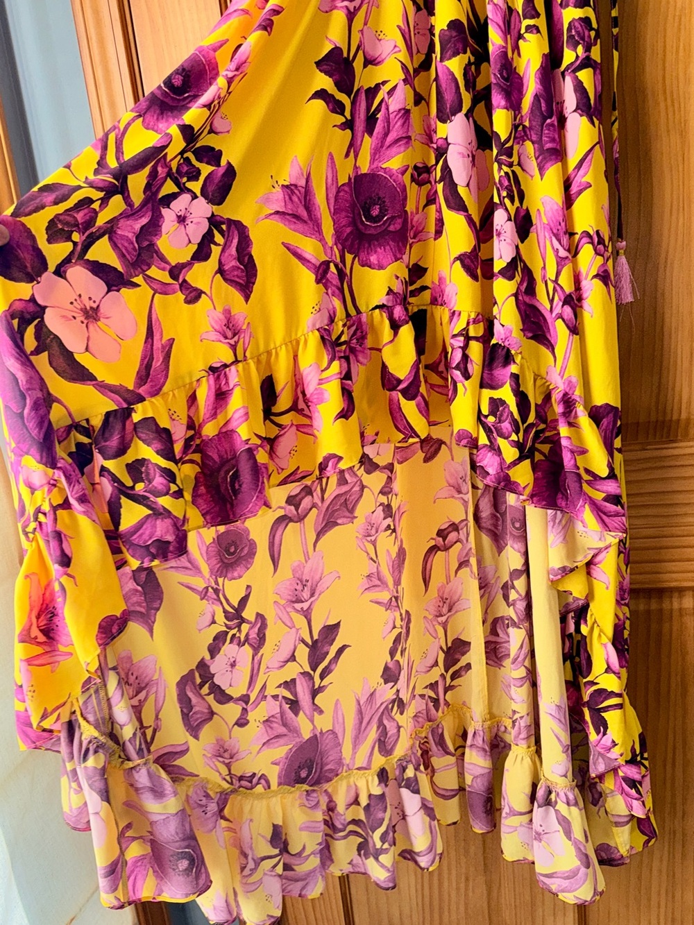 Boston Proper Yellow High Low Maxi Dress w/Pink-Purple Floral Print-M-EC - Picture 13 of 15